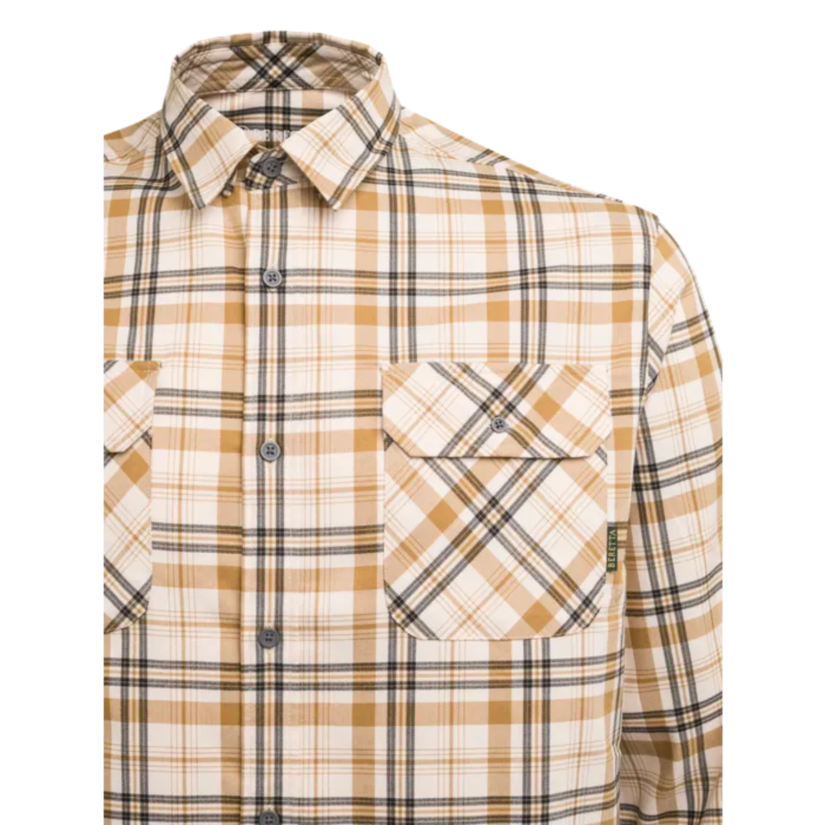 Beretta Cadet Flannel Frontier Ivory Check miesten flanellipaita rintataskut