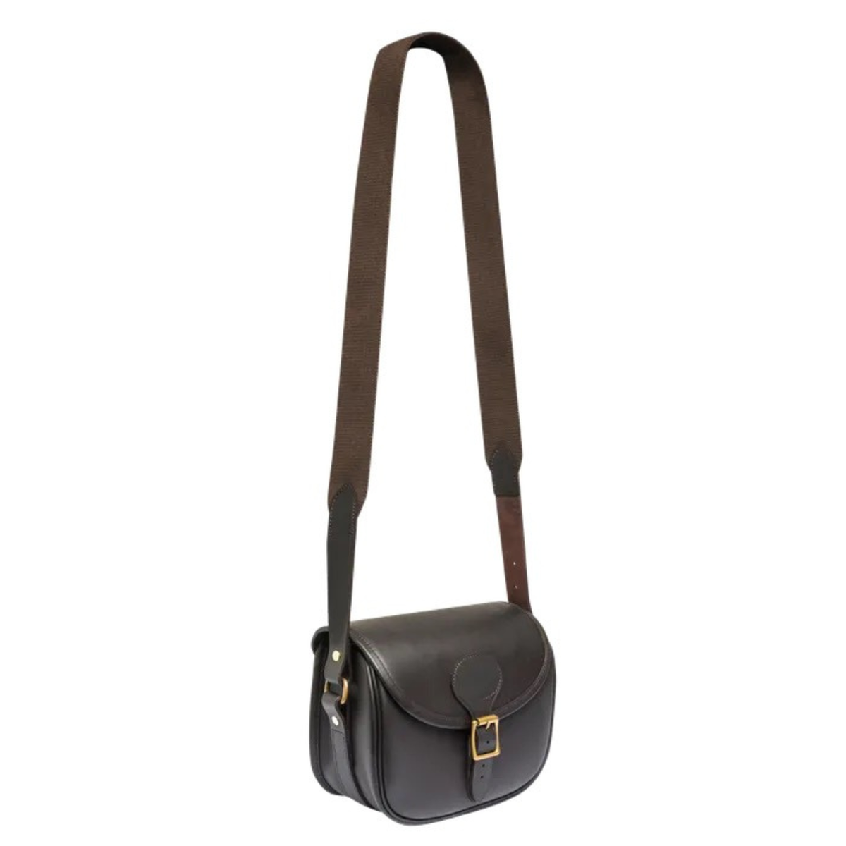 Beretta Terrain EVO Leather Cart Bag ammuslaukku, tummanruskea, kuvassa näkyy lenkki ja laukku.