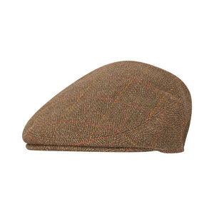 Walker Hawkes Derby Tweed Cambridge Flat Cap, ruskea