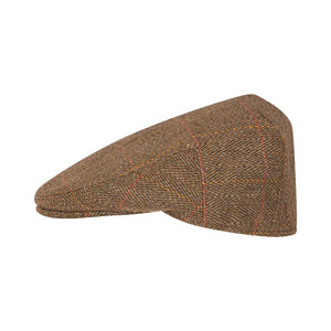 Walker Hawkes Derby Tweed Cambridge Flat Cap, ruskea