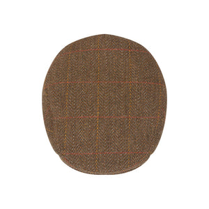 Walker Hawkes Derby Tweed Cambridge Flat Cap, ruskea