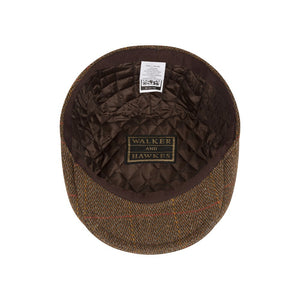Walker Hawkes Derby Tweed Cambridge Flat Cap, ruskea