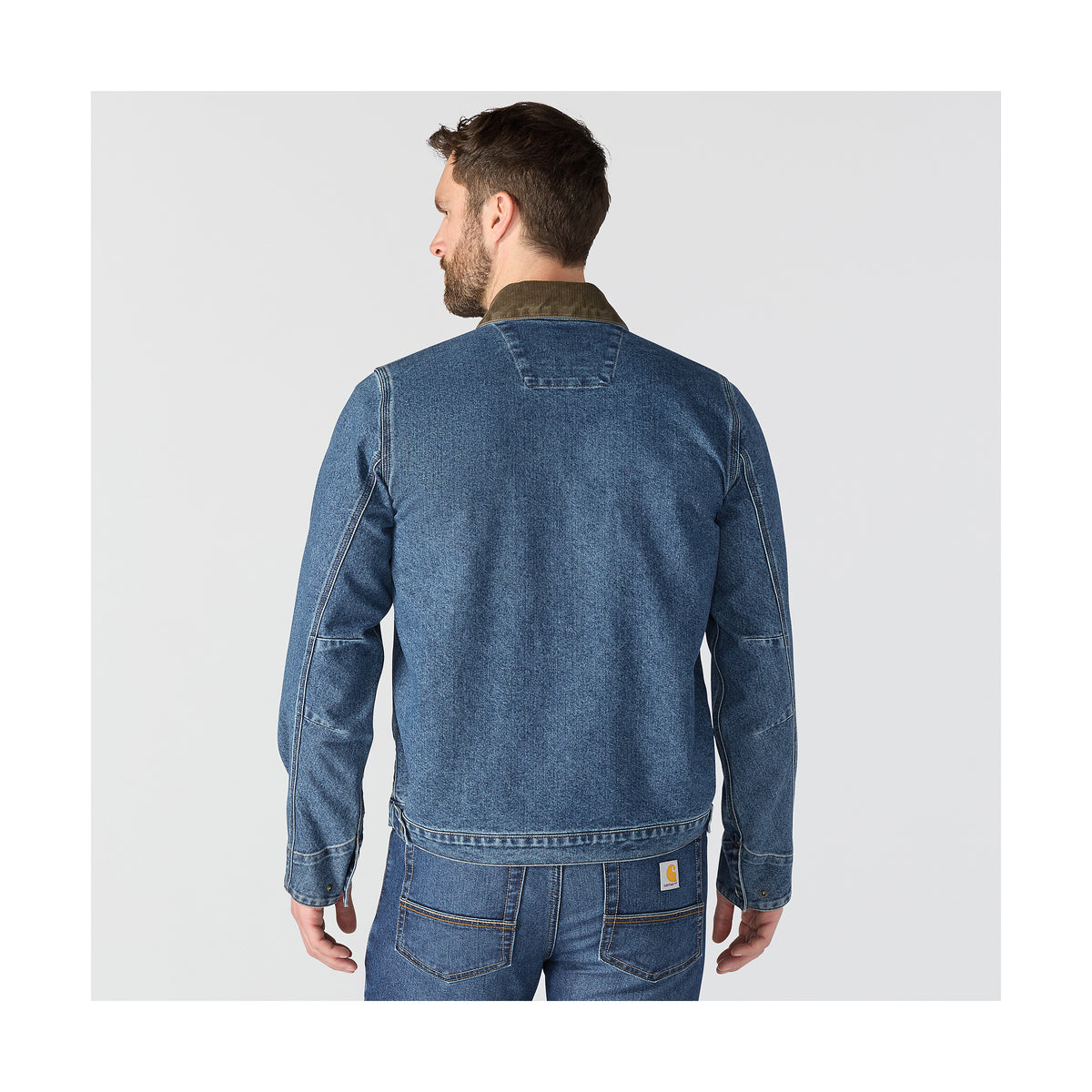 Carhartt Denim Detroit miesten takki takaapäin kuvattuna.
