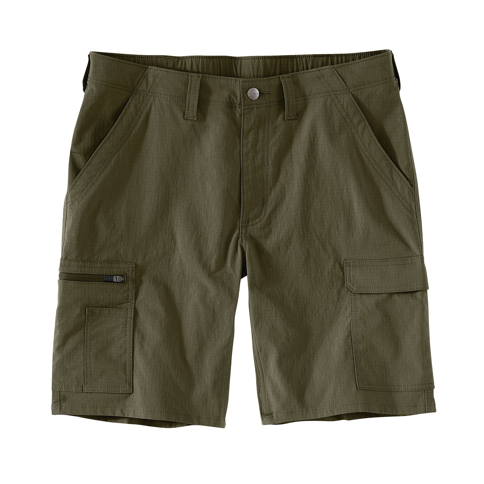 Carharttin vihreät miesten shortsit edestä päin kuvattuna.