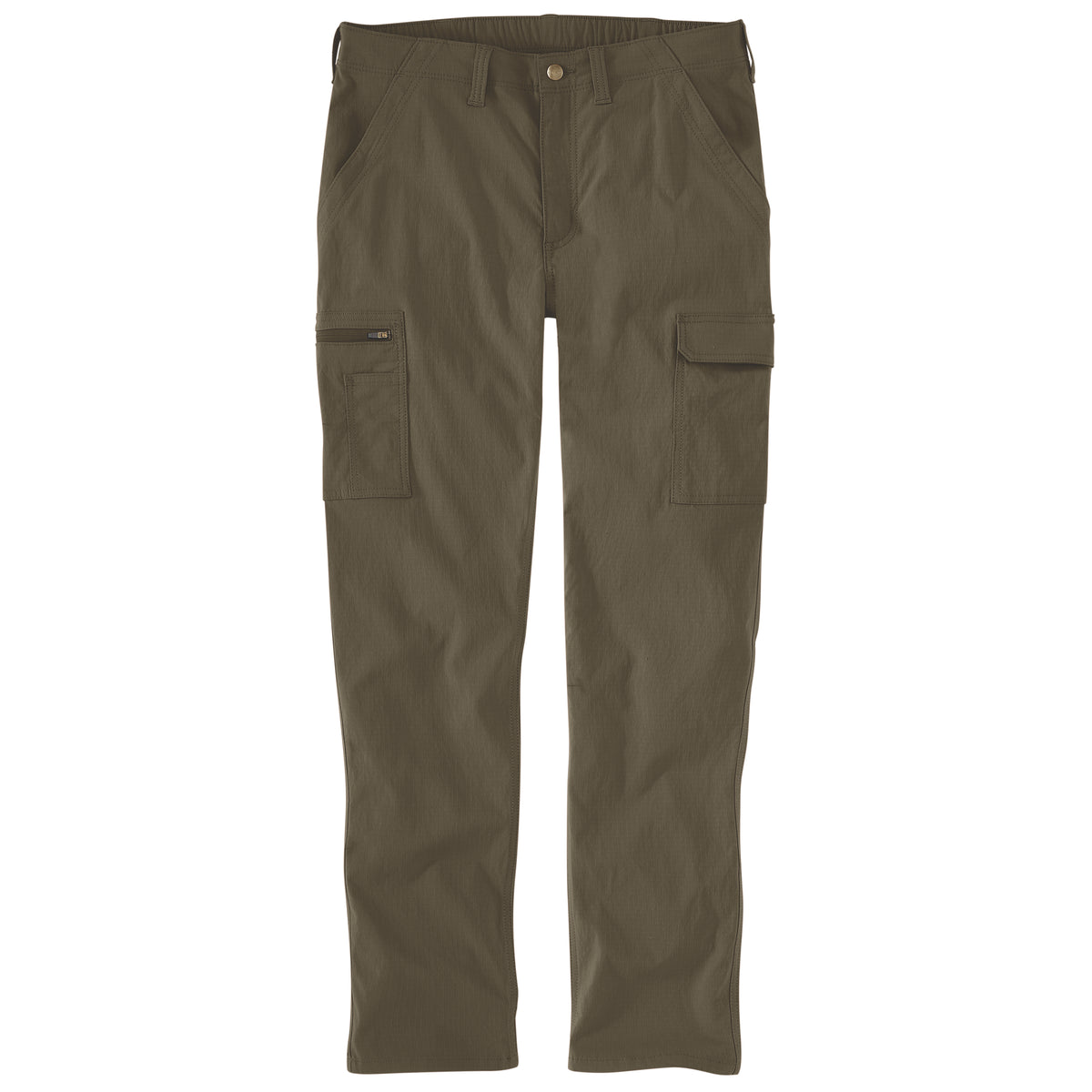 Carharttin vihreät housut edestä päin kuvattuna.