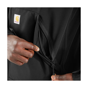 Carharttin softshelltakissa on vetoketjulla suljettavat taskut, jossa tavarat pysyvät turvassa.