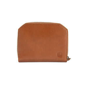 Carharttin nahkainen lompakko, jossa kohokuvioitu logo.