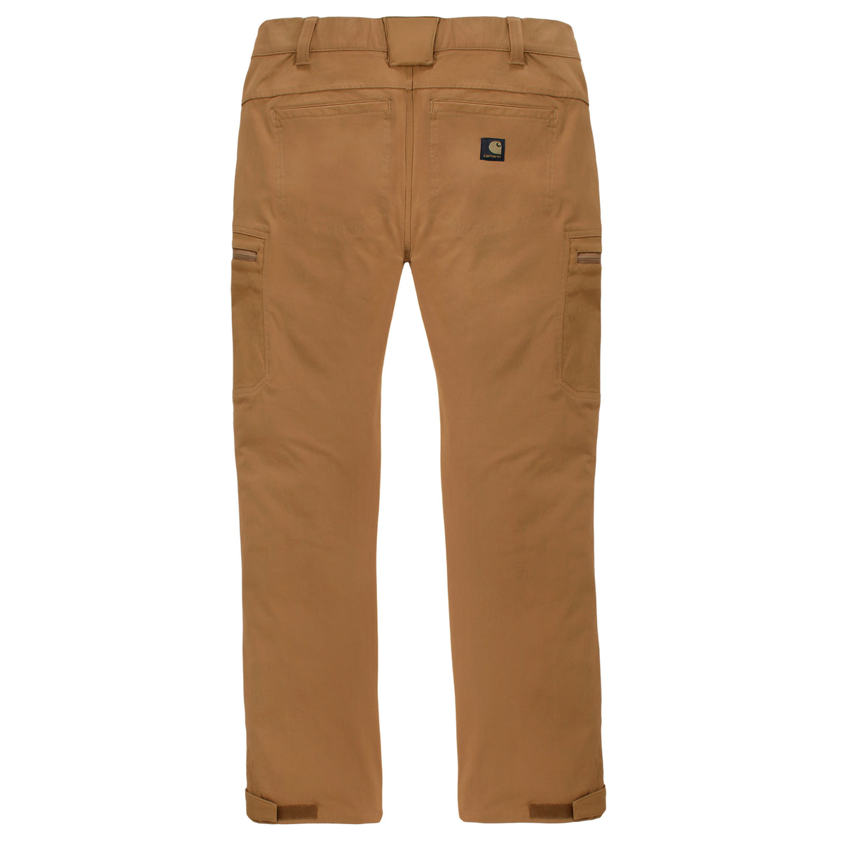 Ruskeat Carhartt Tier Pant housut takaapäin kuvattuna. Useita taskuja.