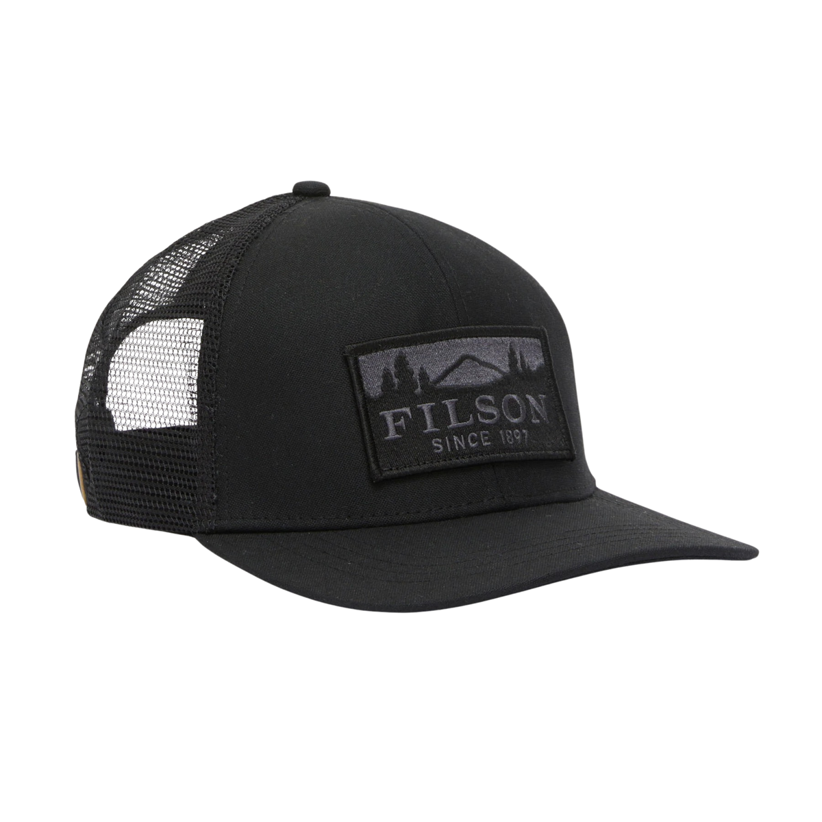 Filson Logger Mesh Cap Oil Finish Tin Cloth lippalakki, musta
