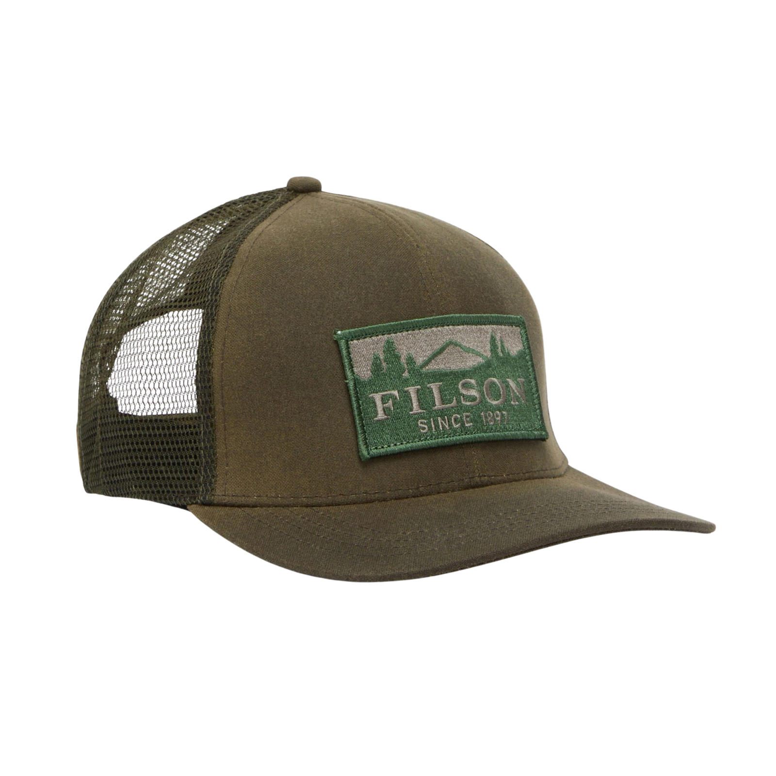 Filson Logger Mesh Cap Oil Finish Tin Cloth lippalakki, oliivinvihreä