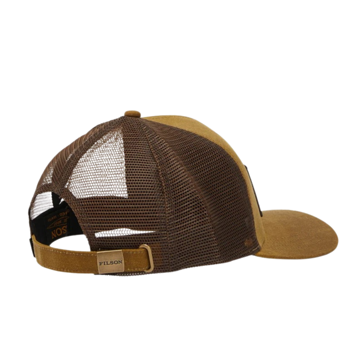 Filson Logger Mesh Cap Oil Finish Tin Cloth lippalakki, oliivinvihreä, Takaverkosta kuvattuna.