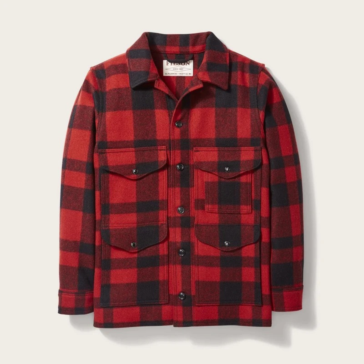 Filson Mackinaw Cruiser 26oz Wool miesten takki, punamustaruudullinen