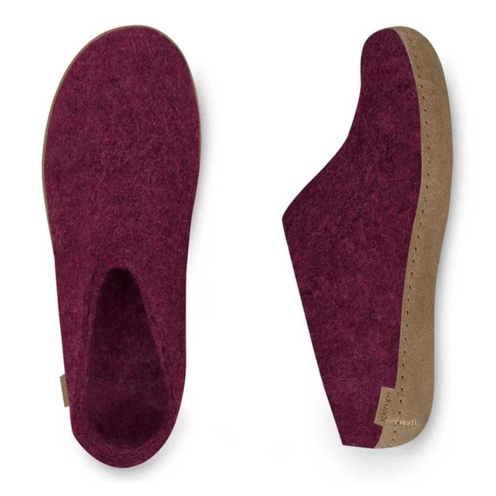 Glerups Slip On -villatohvelit karpalo | Nahkapohja
