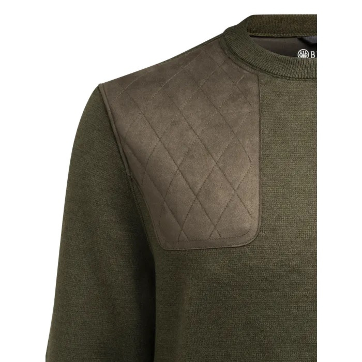 Beretta Highland Heritage Crew Neck Sweater miesten neulepaita, tummanvihreä, olkapään yksityiskohta.