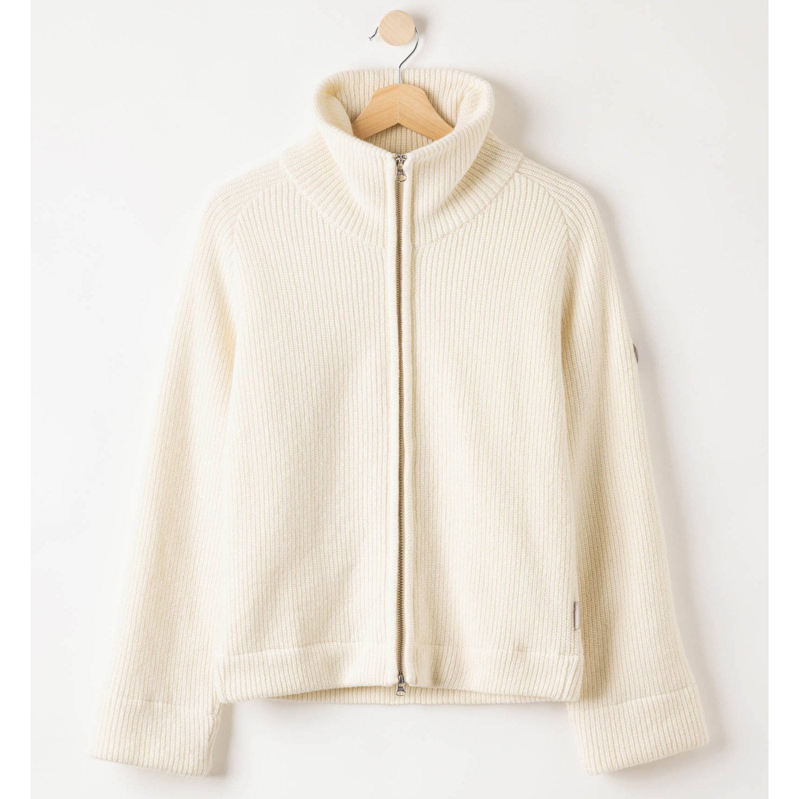 Tuulenpitävä Holebrook Essie Full Zip naisten neule luonnonvalkoisena, tuotekuva.