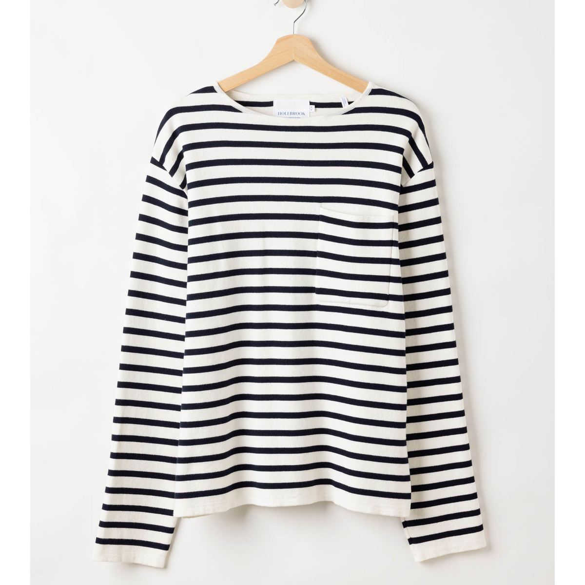 Kuvassa on miesten sinivalkoraidallinen Holebrook Rod puuvillaneule.