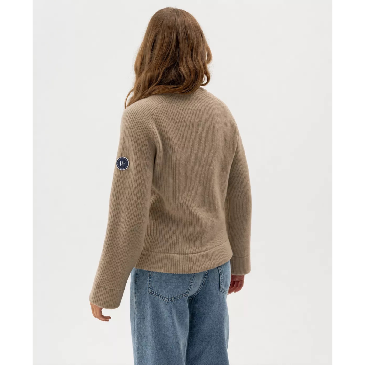 lebrook Windproof Essie Full Zip neule, khaki,selästä kuvattuna.