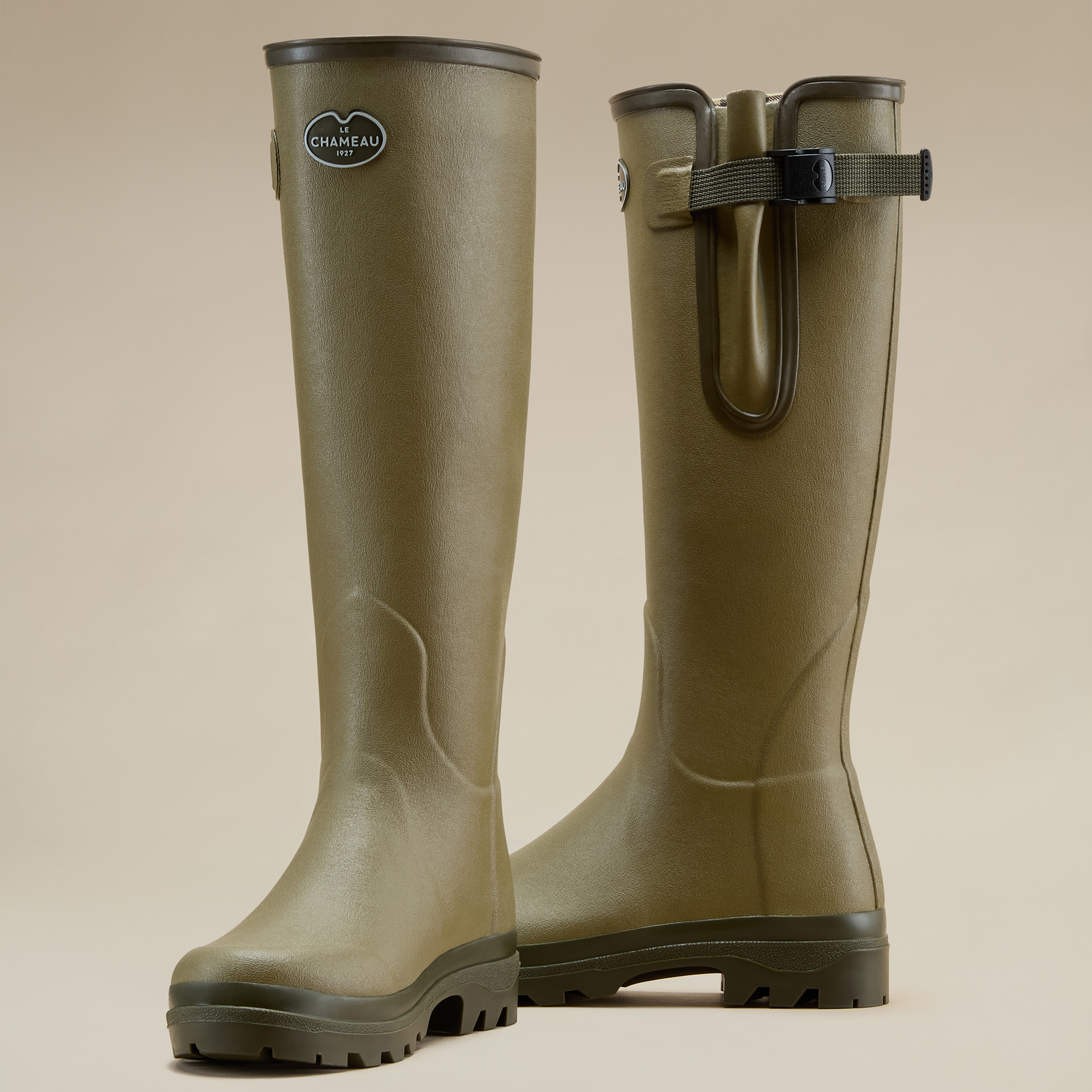 Kuvassa vaaleanvihreät Le Chameaun naisten Vierzon Jersey Lined -kumisaappaat.