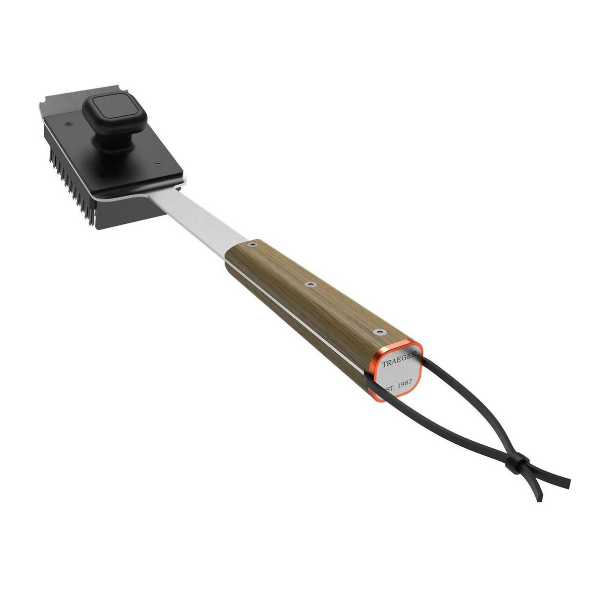 Kuvassa on Traegerin gillin puhdistamiseen tarkoitettu nailonharjaksinen grilliharja.