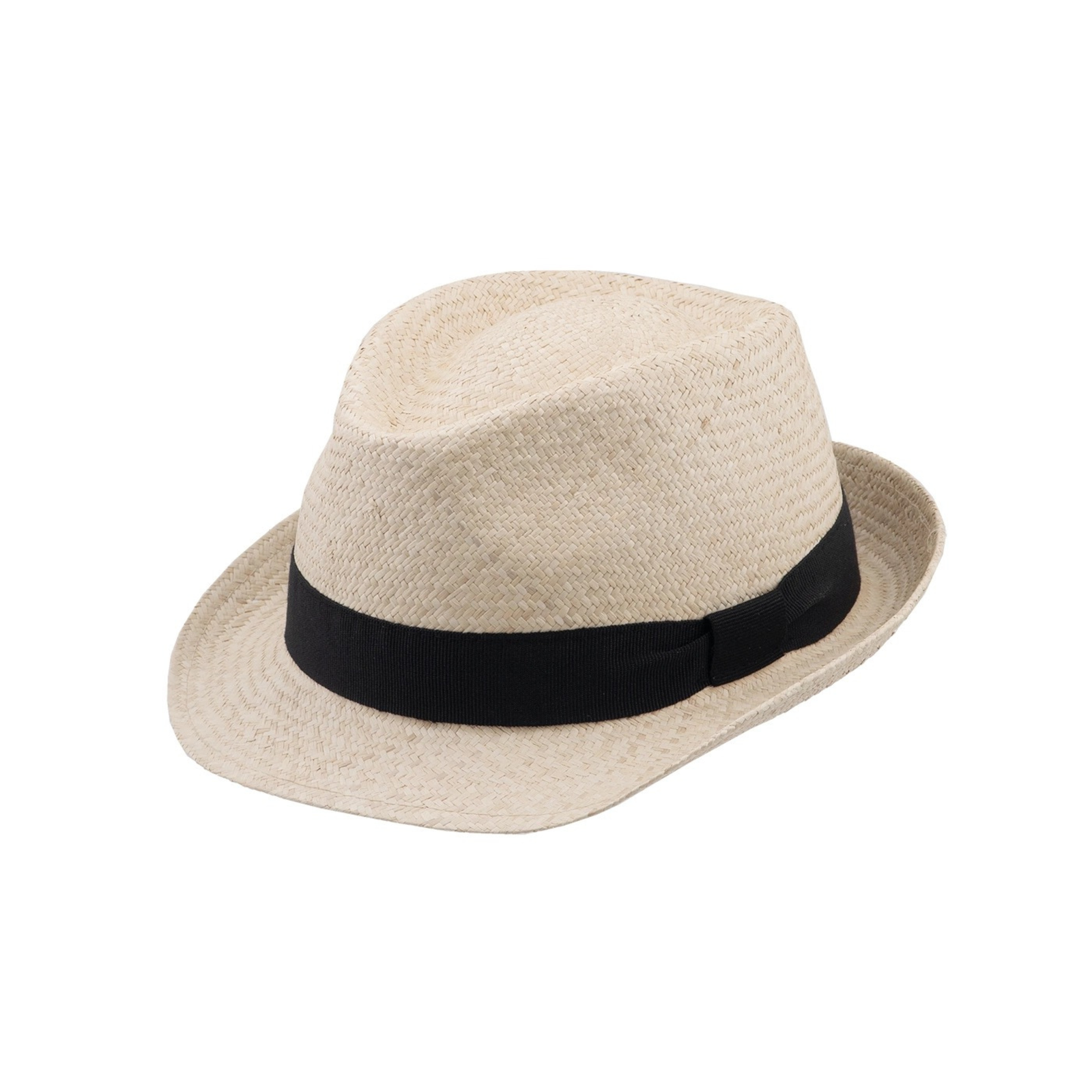 Kuvassa on Raffia-kuidusta valmistettu Trilby -olkihattu jossa on Crush-ominaisuus.