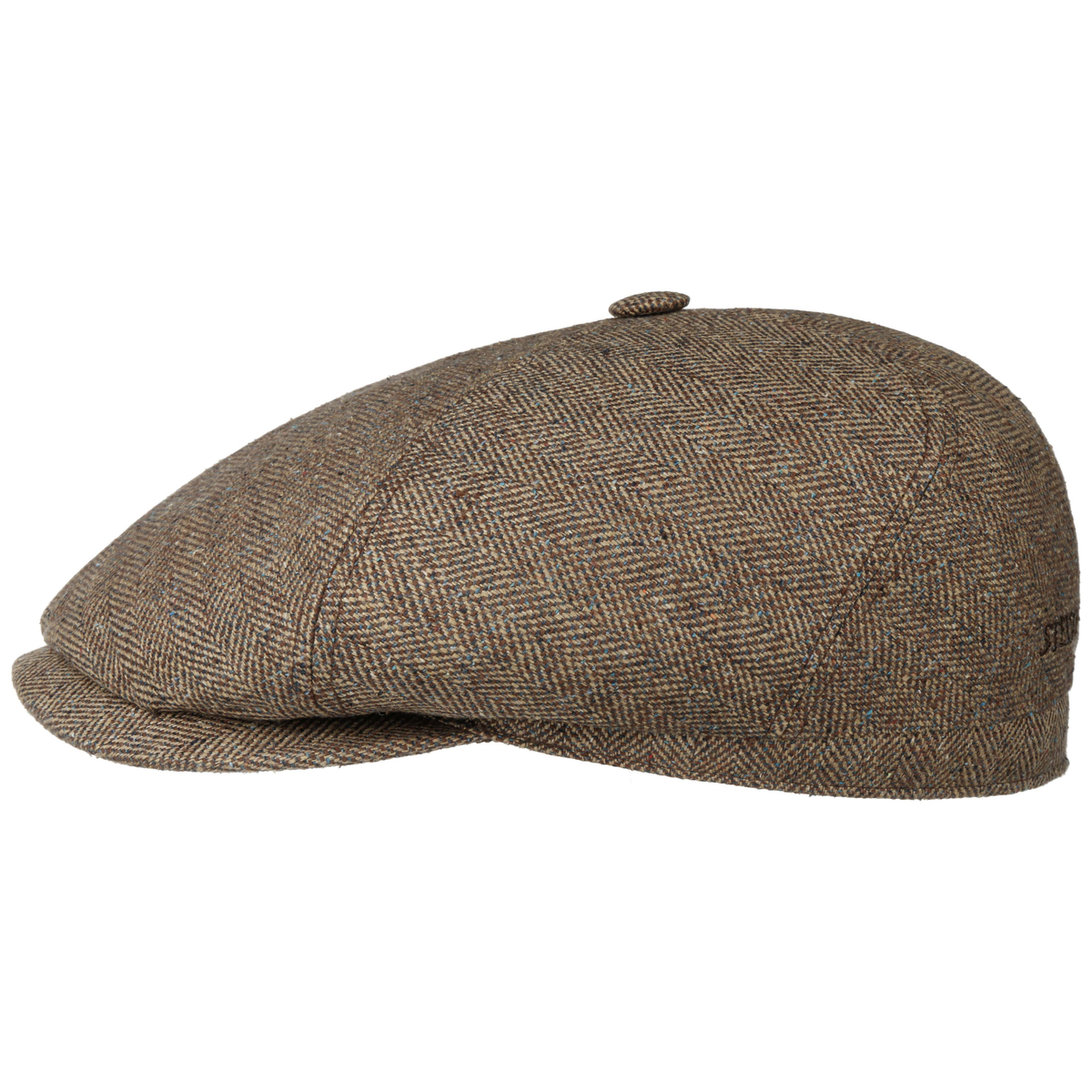 Kuvassa on silkkinen, klassinen, 6-panelinen Stetson Flat Cap.