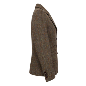 Walker and Hawkes  Harris Tweed Featherstone naisten Blazer, Charcoal, Kuvattuna sivusta hihaa.