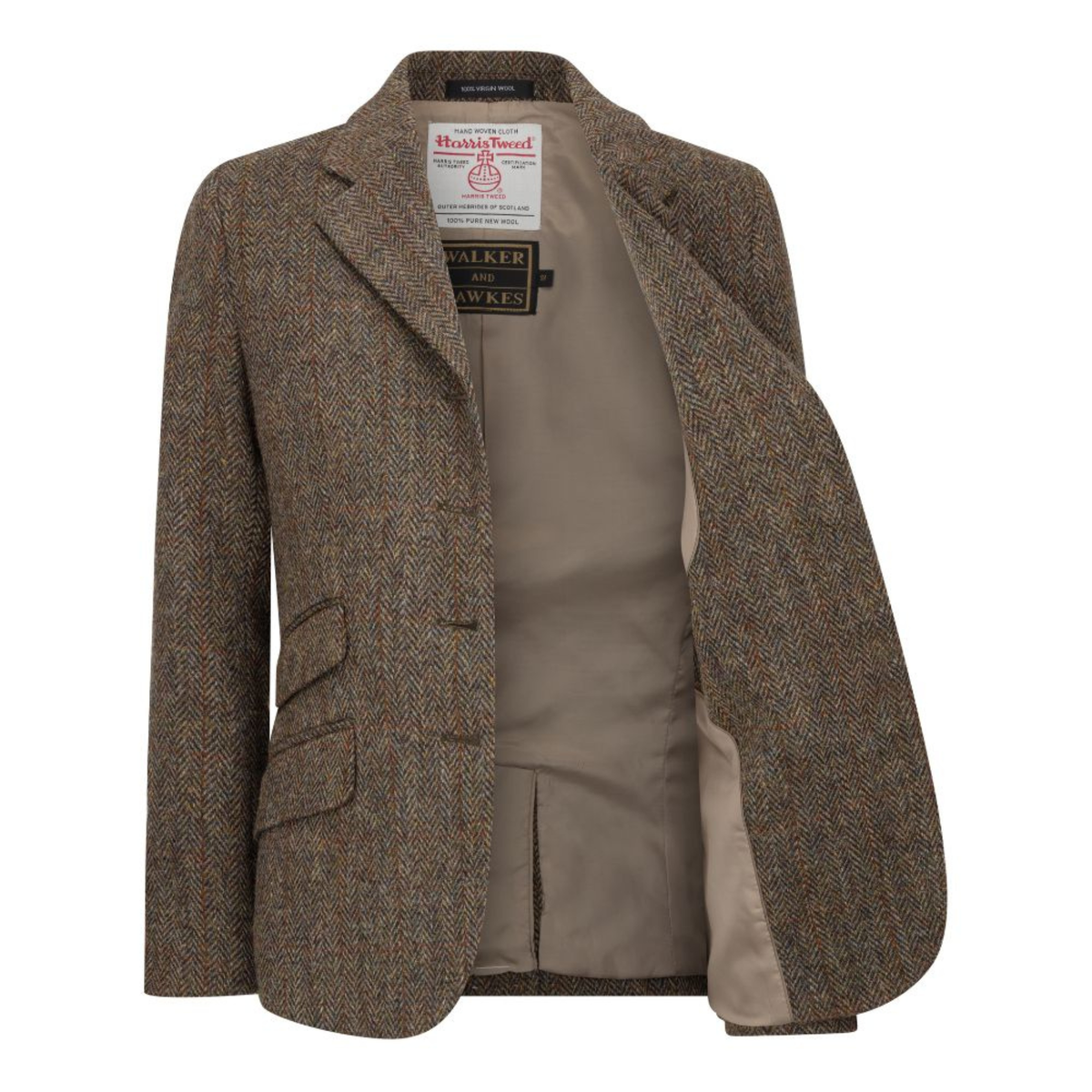 Walker and Hawkes  Harris Tweed Featherstone naisten Blazer, Charcoal, kuvattuna sisustaa.