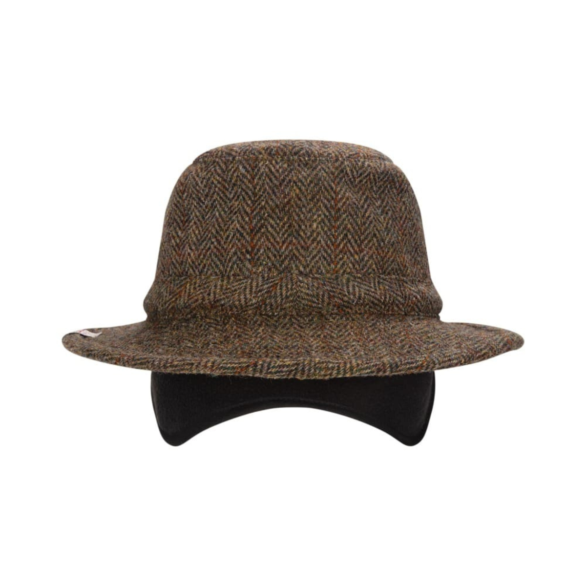 Walker and Hawkes Harris Tweed Berkeley lierihattu, Charcoal edestä korvaläpät alhaalla