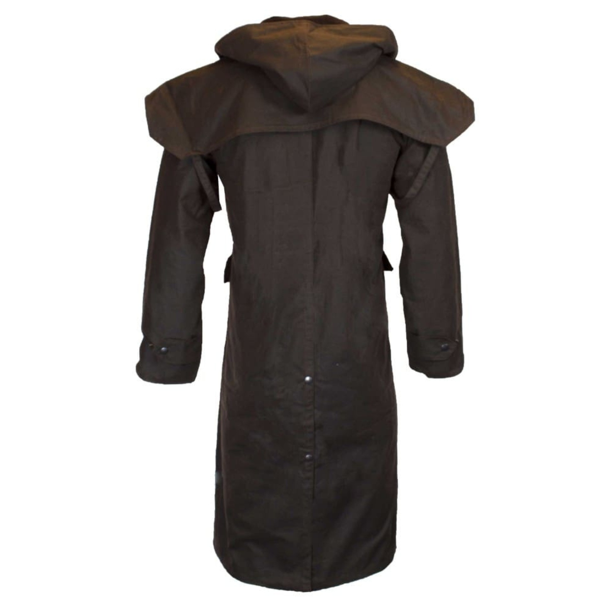 Walker and Hawkes Stockman Cape Coat öljykangastakki Unisex, ruskea, selkä