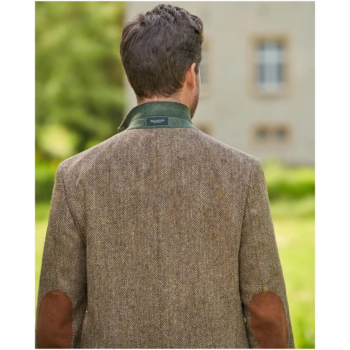 Wellington of Bilmore London Harris Tweed Bleiseri, Country Herringbone, logo