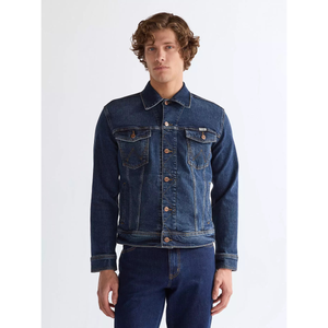 Wrangler Classic Jacket Meadow Haze miesten farkkutakki, tummansinine, edestä kuvattuna.