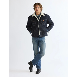 Wrangler Sherpa Anti Fit Jacket Night Sky miesten farkkutakki karvakauluksella