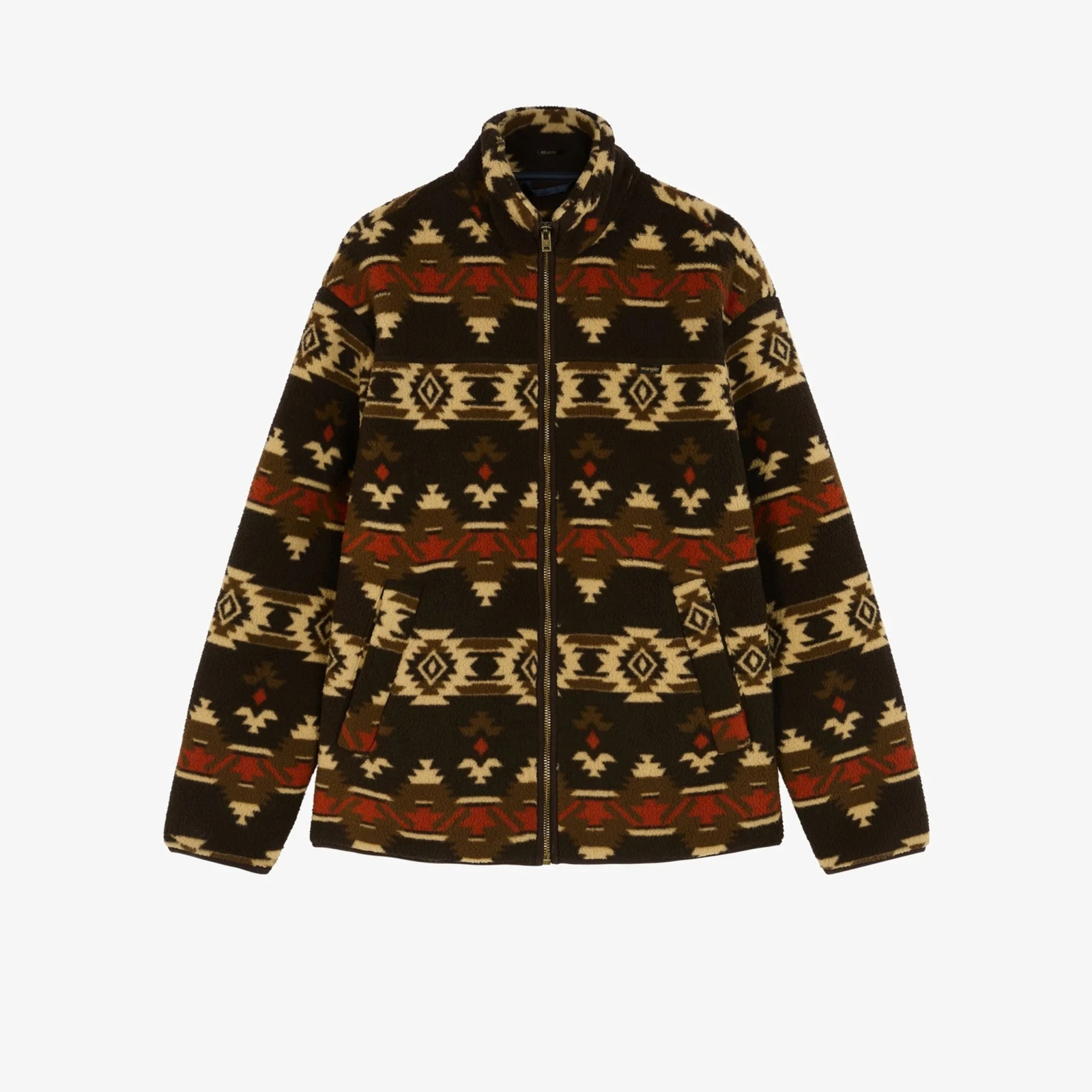Wrangler Sherpa Fleece Jacket Aztec, ruskea