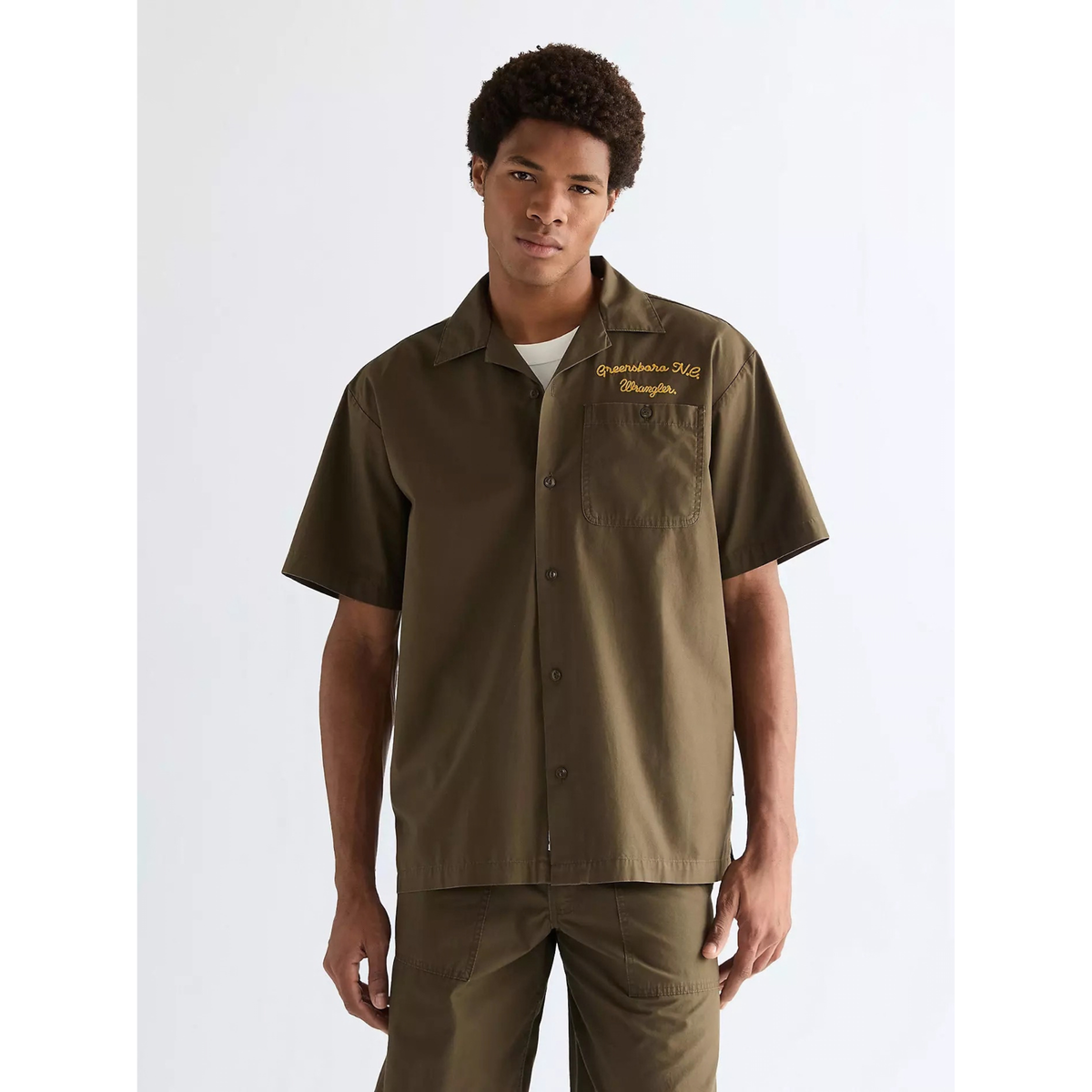 Wrangler SS Utility Shirt Wren lyhythihainen kauluspaita, ruskea