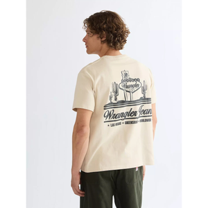 Wrangler Vintage Tee Almond Milk miesten t-paita, luonnonvalkoinen, selkälogo